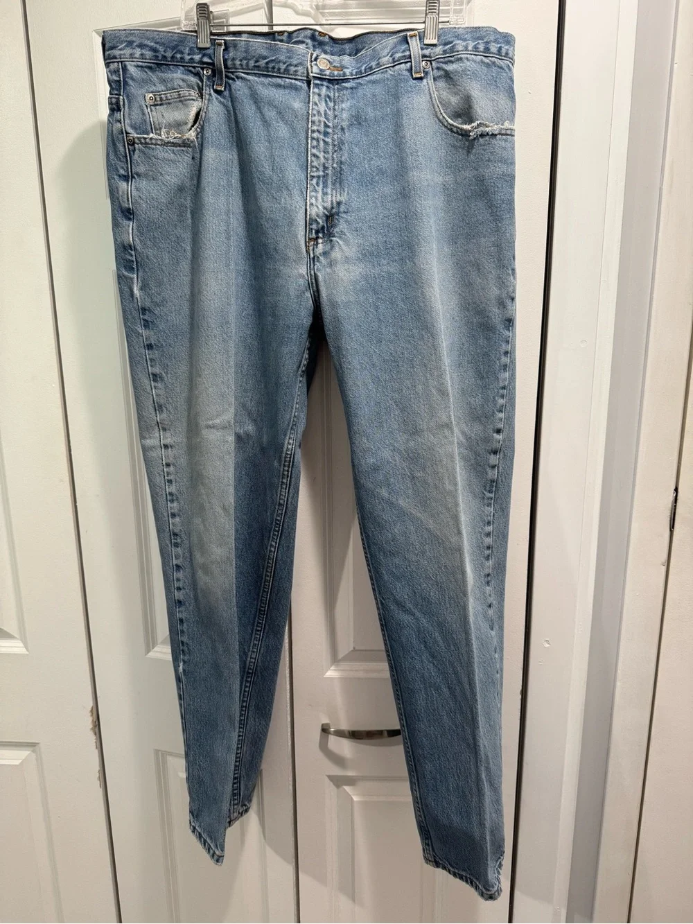 Men's Straight Light Blue Jeans - Classic Casual Fit 42x32